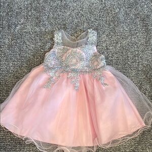 The angels couture elegant Pink and Silver Kids Dress